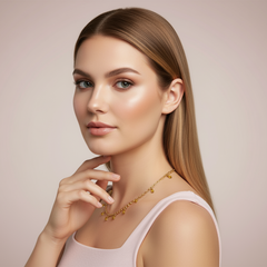 Vergoldetes 925 Silber Collier mit Hämatiten