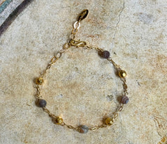 Vergoldetes Botswana Achat 925 Silber Armband mit facettierten Kugeln