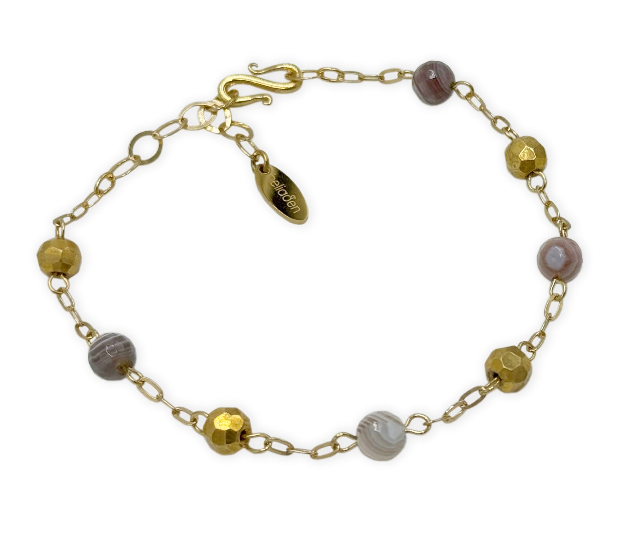 Vergoldetes Botswana Achat 925 Silber Armband mit facettierten Kugeln