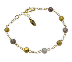 Vergoldetes Botswana Achat 925 Silber Armband mit facettierten Kugeln