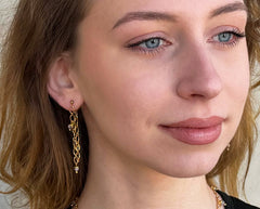 Botswana Achat Ketten-Ohrstecker mit vergoldetem 925 Silber