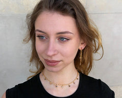 Botswana Achat Ketten-Ohrstecker mit vergoldetem 925 Silber