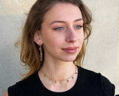 Botswana Achat Ketten-Ohrstecker mit vergoldetem 925 Silber