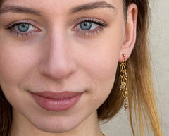 Botswana Achat Ketten-Ohrstecker mit vergoldetem 925 Silber