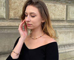Vergoldetes 925 Silber Collier mit facettierten lila Amethysten