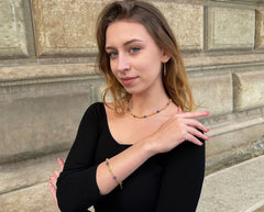 Vergoldetes 925 Silber Collier mit facettierten lila Amethysten