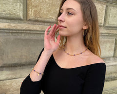 Vergoldetes 925 Silber Collier mit facettierten lila Amethysten