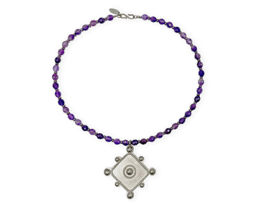 Massives 925 Silber-Collier im Antik-Stil mit Amethysten