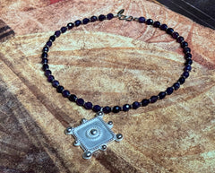 Massives 925 Silber-Collier im Antik-Stil mit Amethysten