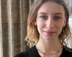 Vergoldete 925 Silber Ohrringe mit facettierten lila Amethysten