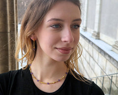 Vergoldete 925 Silber Ohrringe mit facettierten lila Amethysten