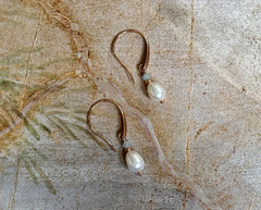 Rosegold 925 Silber Creolen mit Aquamarin und Süsswasserperlen