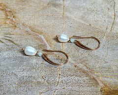 Rosegold 925 Silber Creolen mit Aquamarin und Süsswasserperlen