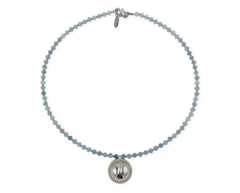 925 Silber Collier mit Aquamarin