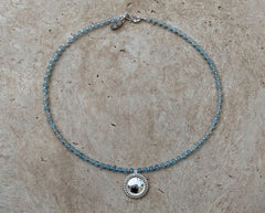 925 Silber Collier mit Aquamarin