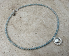 925 Silber Collier mit Aquamarin