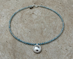 925 Silber Collier mit Aquamarin