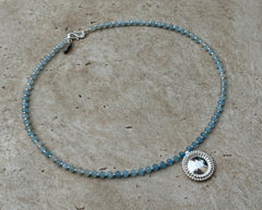 925 Silber Collier mit Aquamarin