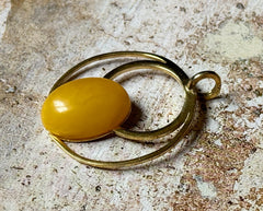 Runder vergoldeter Silber Bernstein Anhänger in Gelb