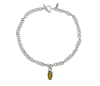 Massives 925 Silberketten Collier mit Bierquarzstein