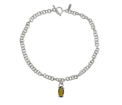 Massives 925 Silberketten Collier mit Bierquarzstein