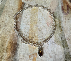 Massives 925 Silberketten Collier mit Bierquarzstein