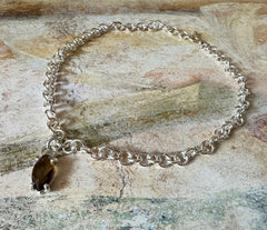 Massives 925 Silberketten Collier mit Bierquarzstein