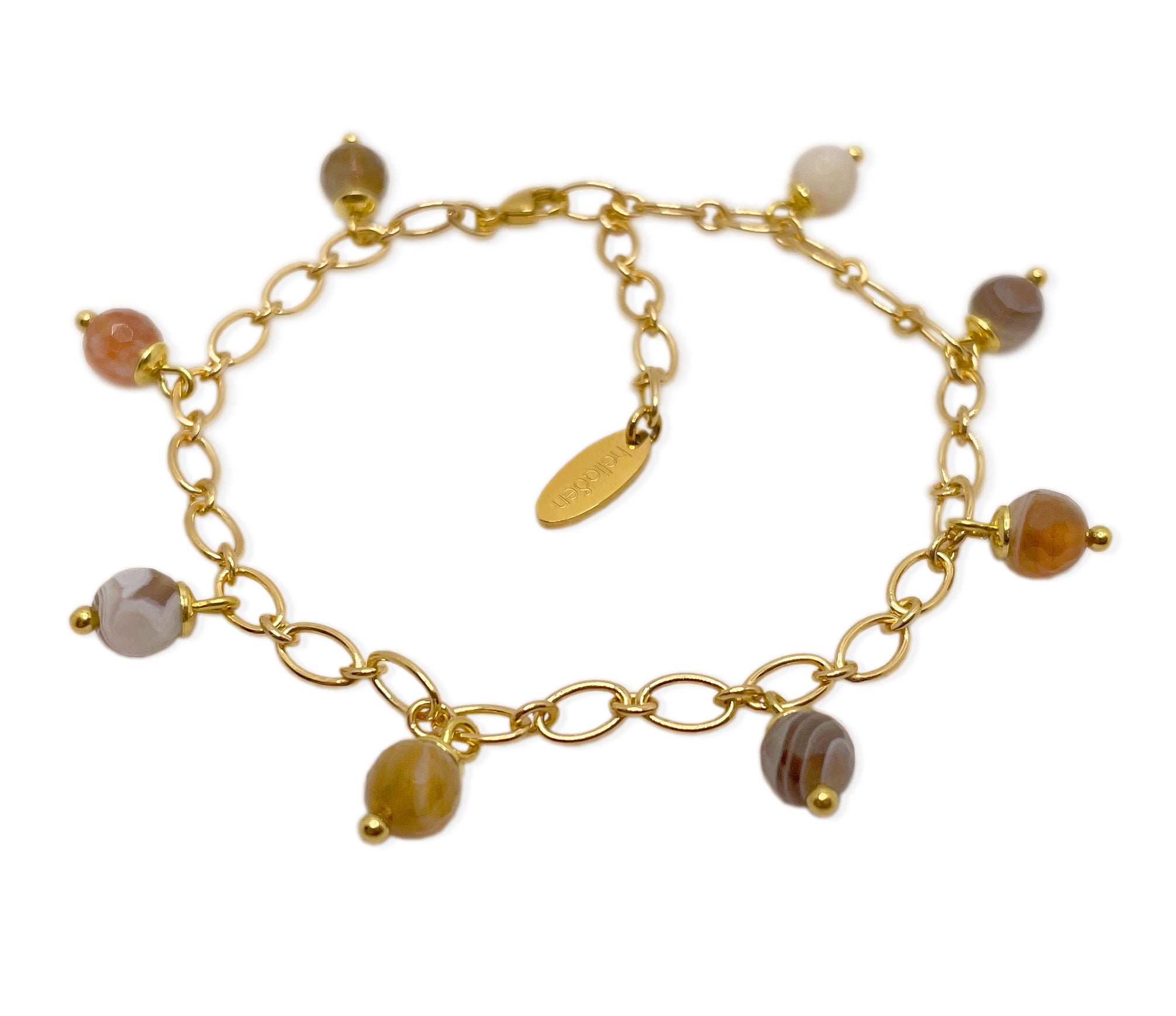 Vergoldetes 925 Silber Armband mit Botswana Achat