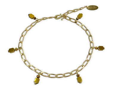 Vergoldetes 925 Silber Armband mit Hämatit Charms