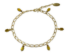 Vergoldetes 925 Silber Armband mit Hämatit Charms