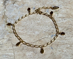 Vergoldetes 925 Silber Armband mit Hämatit Charms