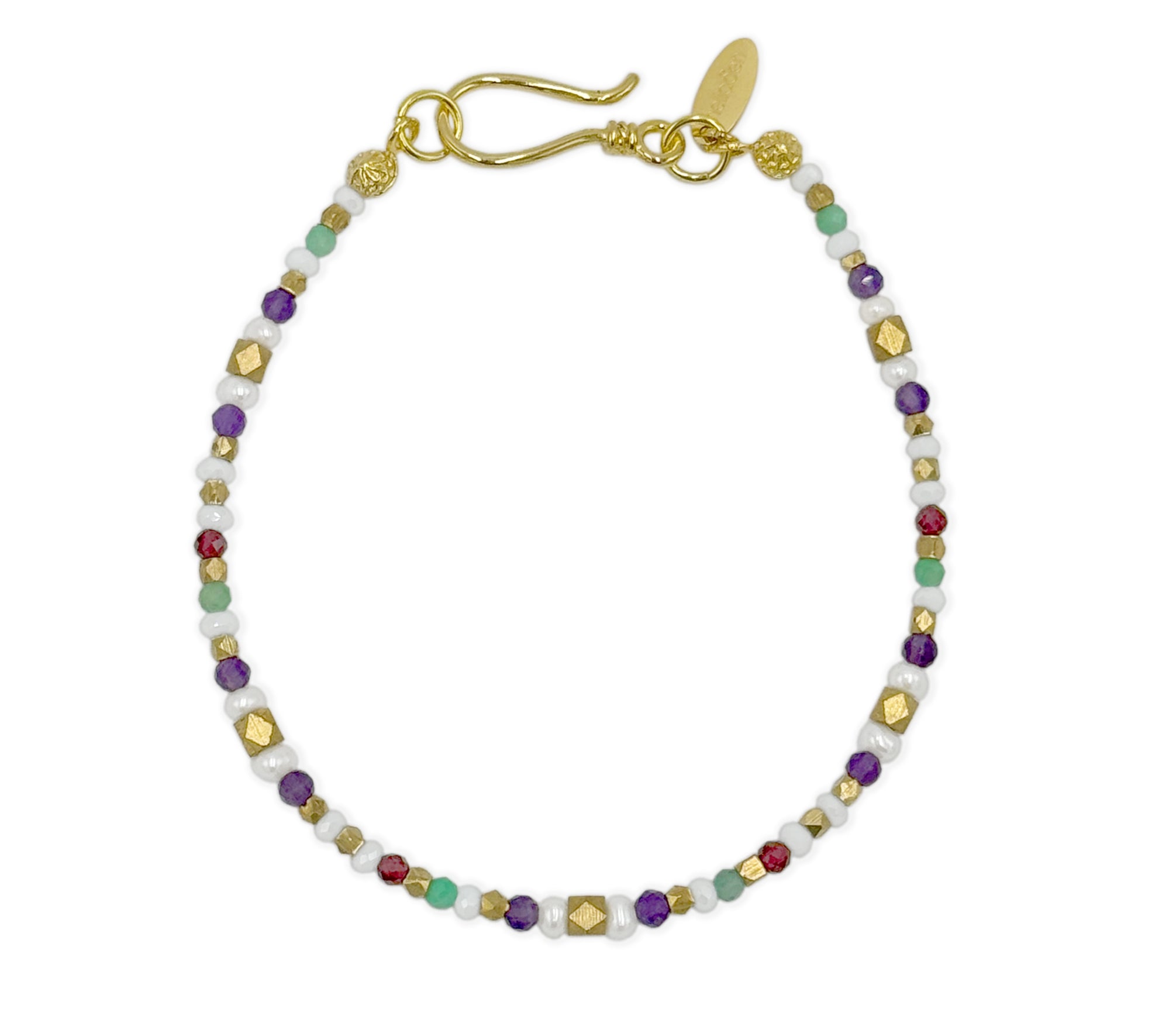 Armband aus Messing mit Smaragden und mehrfarbigen Edelsteinen