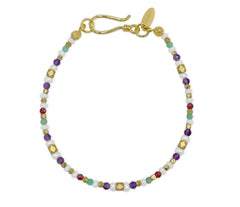 Armband aus Messing mit Smaragden und mehrfarbigen Edelsteinen