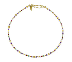 Collier aus Messing mit Smaragden und mehrfarbigen Edelsteinen