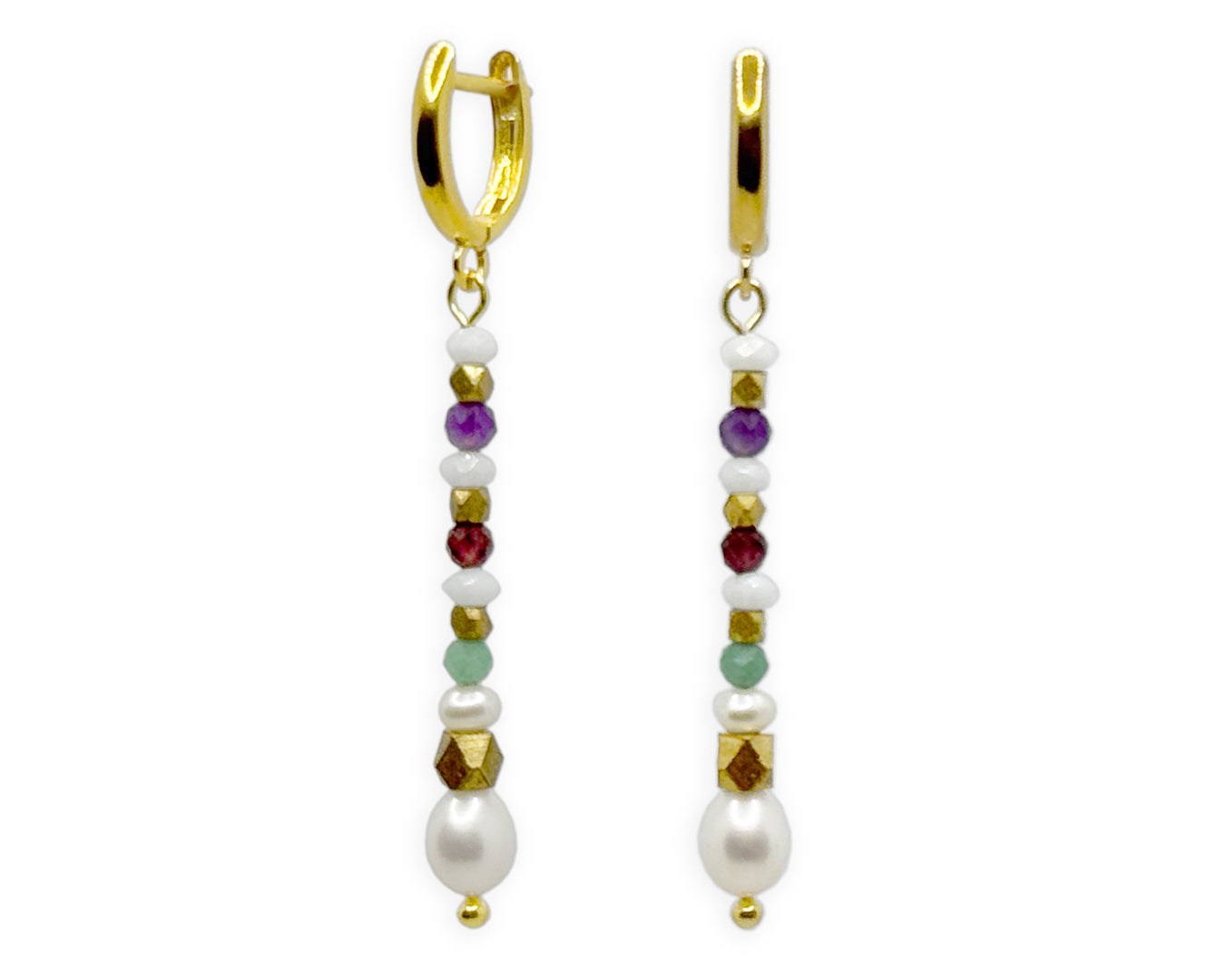 Zierliche vergoldete 925 Silber Ohrringe mit Smaragden und mehrfarbigen Edelsteinen