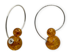 Runde 925 Silber Ohrringe Ohrhänger mit Bernsteinkugeln