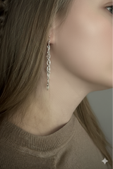 925 Silber Ketten-Ohrstecker mit Botswana Achat