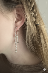 925 Silber Ketten-Ohrstecker mit Botswana Achat