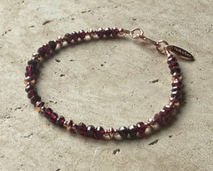 Rosegold 925 Silber Armband mit Granaten