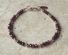 Rosegold 925 Silber Armband mit Granaten