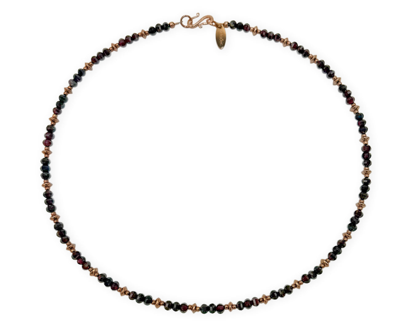 Rosegold 925 Silber Collier mit Granatsteinen