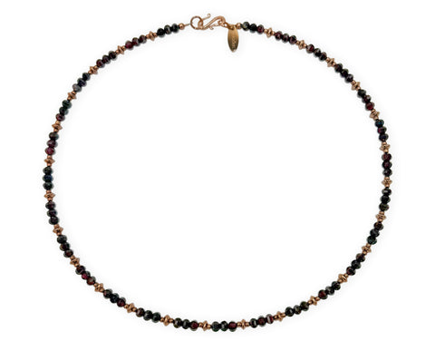 Rosegold 925 Silber Collier mit Granatsteinen