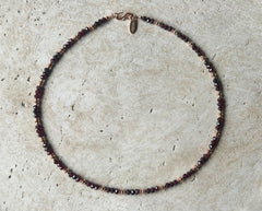 Rosegold 925 Silber Collier mit Granatsteinen