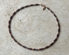Rosegold 925 Silber Collier mit Granatsteinen