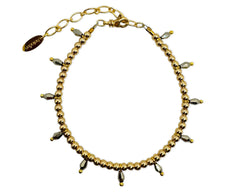 Vergoldetes 925 Silber Armband mit Hämatiten und Glasperlen