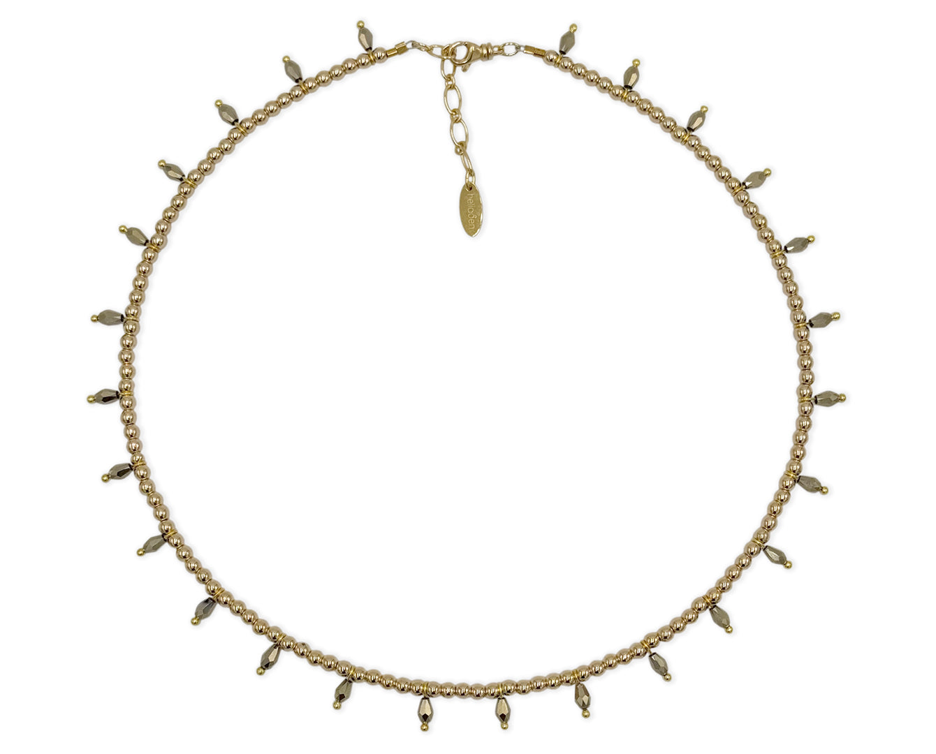 Vergoldetes 925 Silber Collier mit Glasperlen und Hämatiten