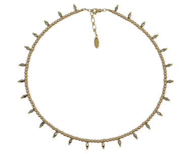 Vergoldetes 925 Silber Collier mit Glasperlen und Hämatiten