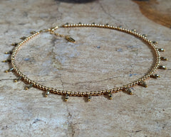 Vergoldetes 925 Silber Collier mit Glasperlen und Hämatiten