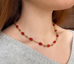Antikes Collier aus Karneol und Messing