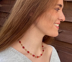 Antikes Collier aus Karneol und Messing